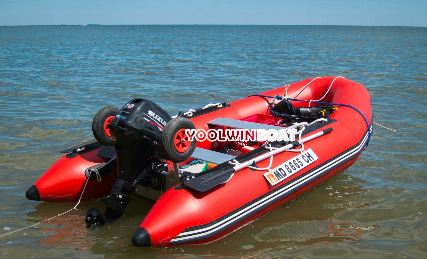 380 red inflatable boat