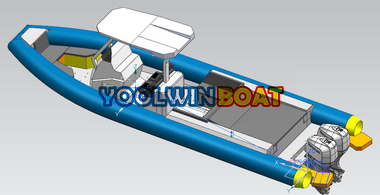 960 sport aluminum rib boat with toilet